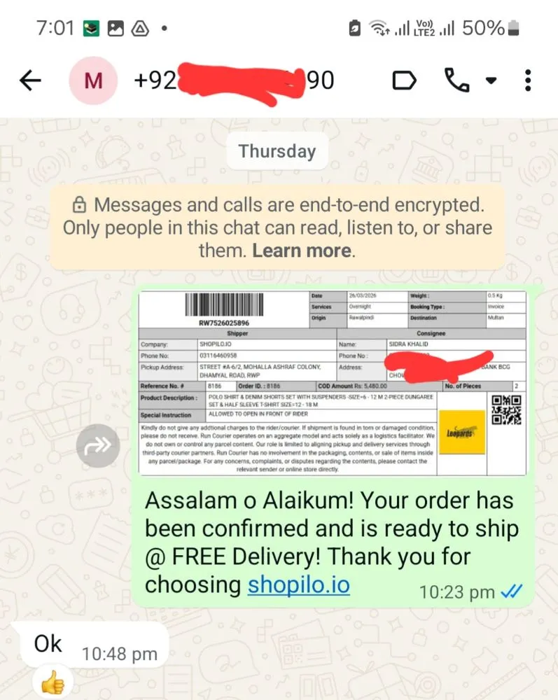 satisfied customer review on WhatsApp Testimonial 4