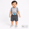 AM Dinosaur Grey Polo Shirt Suspender Shorts 0 to 3Y main featured photo