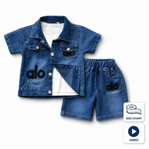 Boys Denim Shirt & Shorts Summer Coord Set 6M to 6Y main featured photo
