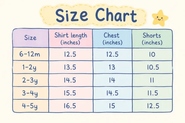 Denim Pearl Embellished Shirt & Ruffle Shorts 6M to 5Y size chart size guide