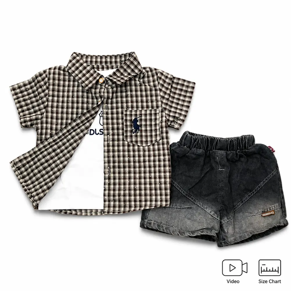 Imported 3 Piece Casual Outfit with Denim Shorts 6M to 5Y MAIN FEATURED PHOTO