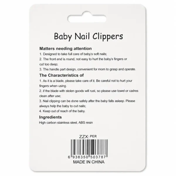 Imported Animal Shaped Nail Clippers for Kids packet back side