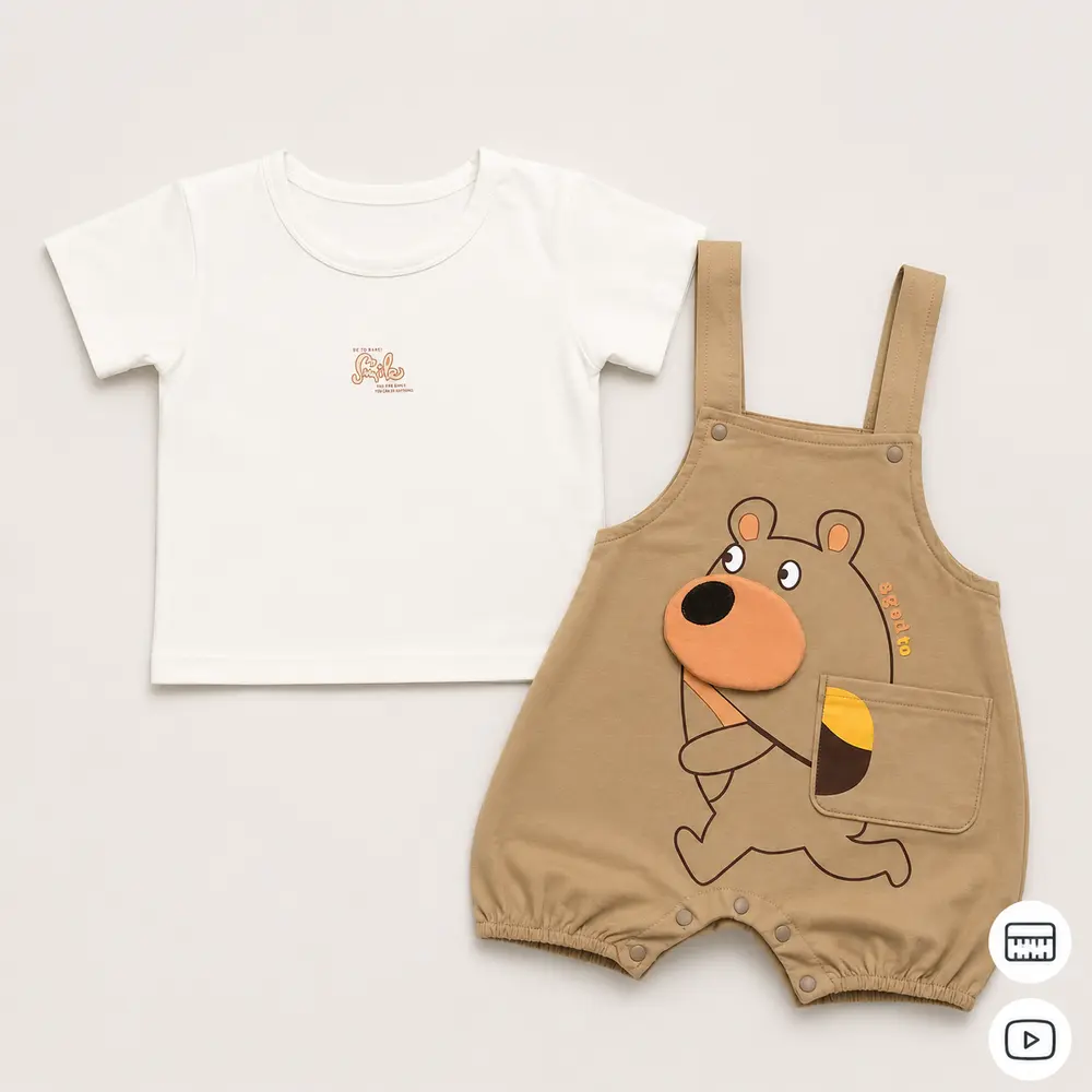 Imported Bear Dungaree & White T Shirt Set 6M to 3Y main featured photo