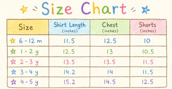 Imported Denim Lace Trim Short Set & Crossbody 6M to 5Y size chart size guide