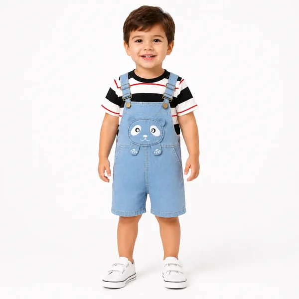 Imported Striped T Shirt & Bear Denim Dungaree 6M to 4Y main photo