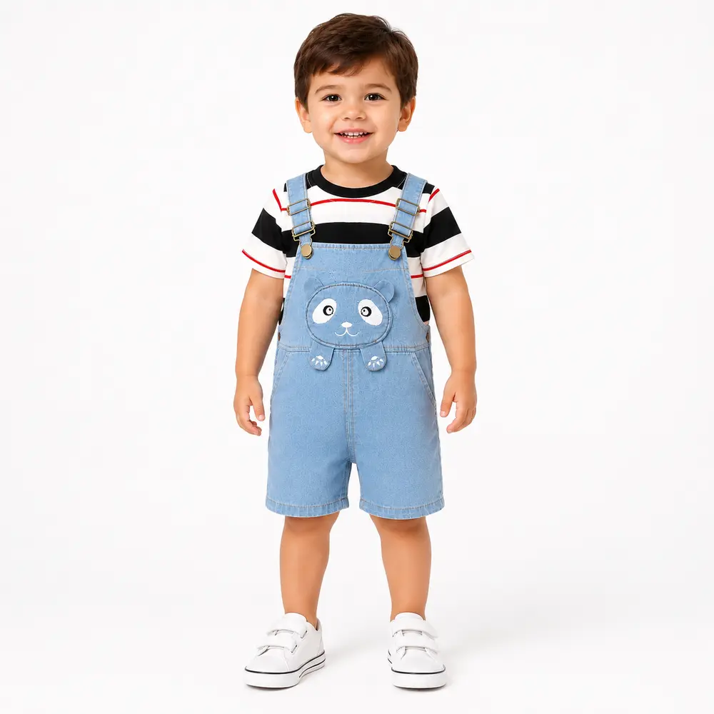 Imported Striped T Shirt & Bear Denim Dungaree 6M to 4Y main photo