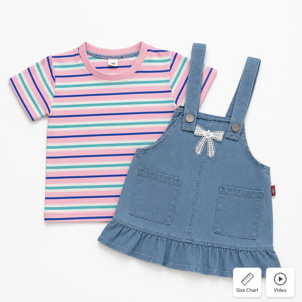 Imported Striped T Shirt & Denim Dungaree 6M to 4Y MAIN featured front photo
