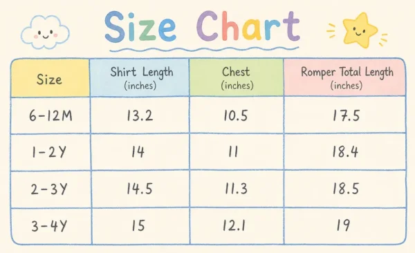 Imported Striped T Shirt & Denim Dungaree 6M to 4Y size chart size guide